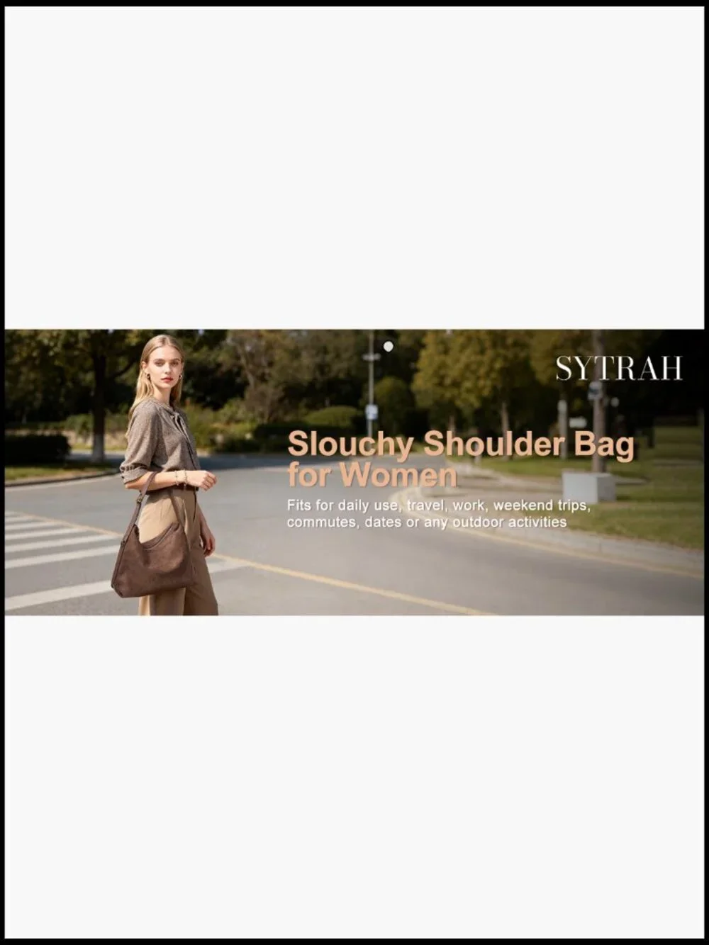 Slouchy Hobo Shoulder Bag Crossbody Purse Soft Suede Tote Casual Chic